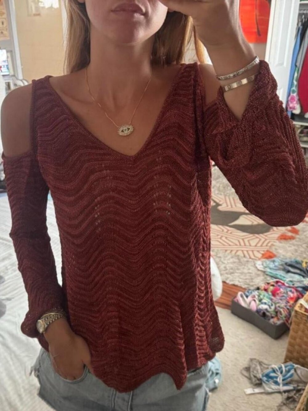 INC International Concepts Women's Burgundy and Red Jumper